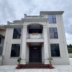 银川 芝麻白石材别墅干挂案例展示