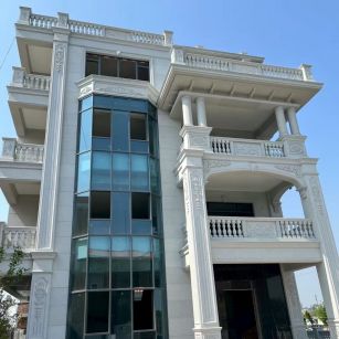 银川 芝麻白花岗岩别墅外墙干挂效果展示