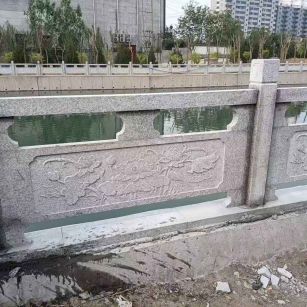 银川 芙蓉白大花桥梁、河道，石材栏杆、围栏、护栏